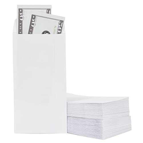 Juvale 100-Pack #7 Small Money Envelopes for Cash 3.5x6.5 in, White 130 gsm, Self-Adhesive Paper Currency Envelopes for Budgeting, Saving Challenges, Banks, Coins, Seed Packets, Tips