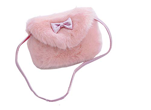 Kids Girls Toddlers Lovely Bowknot Hairy Mini Shoulder Bags Crossbody Bags Cell Phone Case Holder Small Purse Clutch Cross Body Handbags, Great Birthday Christmas Gift for 1-5 Years Old