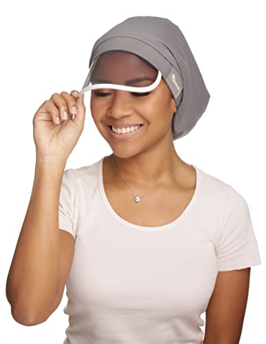 Hairbrella 100% Waterproof Rain Hat, Satin-Lined Cap, UV Sun Protection, Full Hair Coverage, Packable Travel Accessory (Grey)