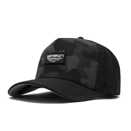 melin Odyssey Brick Hydro, Performance Snapback Hat, Water-Resistant Baseball Cap for Men & Women, Black Camo