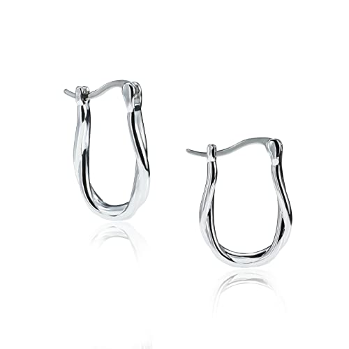 Oval Twist Titanium Hoop Earrings U Shape Earring Charms, Titanium Earrings for Women Hypoallergenic Earrings Hoops Jewelry Gifts for Women Men Girls