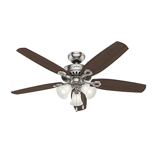 Hunter Fan Company Hunter Indoor Ceiling Fan, with pull chain control - Builder Plus 52 inch, Brushed Nickel, 53237