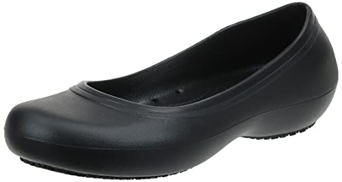 Crocs Women's At Work Ballet Flats| Slip Resistant Shoes, Black, 8