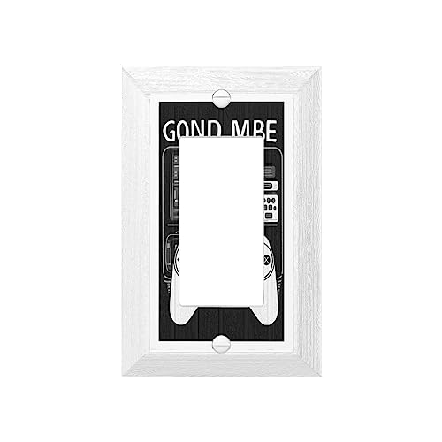 Gamepad Pattern Light Switch Cover Decorative Single Rocker Switch Plate Wood Grain Border Wall Plates for Kitchen Bathroom Living Room