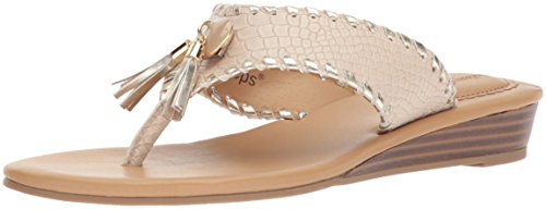 LINDSAY PHILLIPS Women's Thong Wedge Sandal, Cream, 6