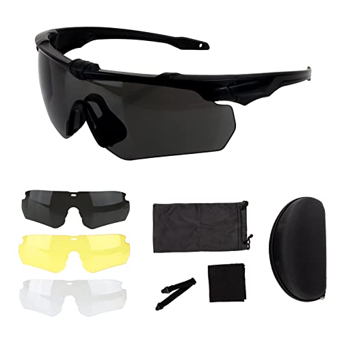 ToopMount Tactical Eyewear Anti Fog, ANSI Z87.1 Shooting Glasses with 3 Interchangeable Lens UV400 Protection Airsoft Goggle
