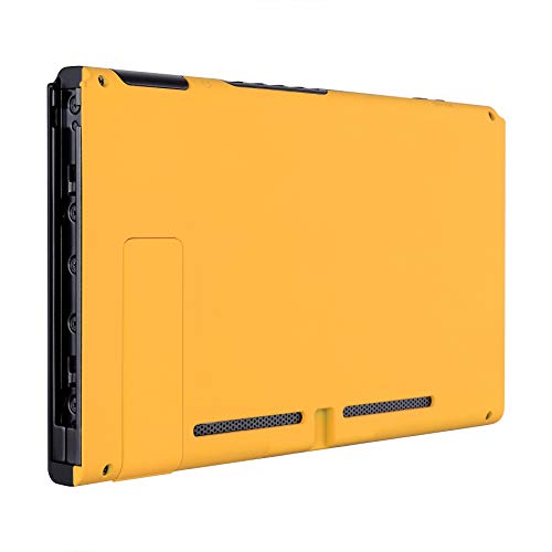 eXtremeRate Soft Touch Grip Caution Yellow Console Back Plate DIY Replacement Housing Shell Case for Nintendo Switch Console with Kickstand – JoyCon Shell NOT Included