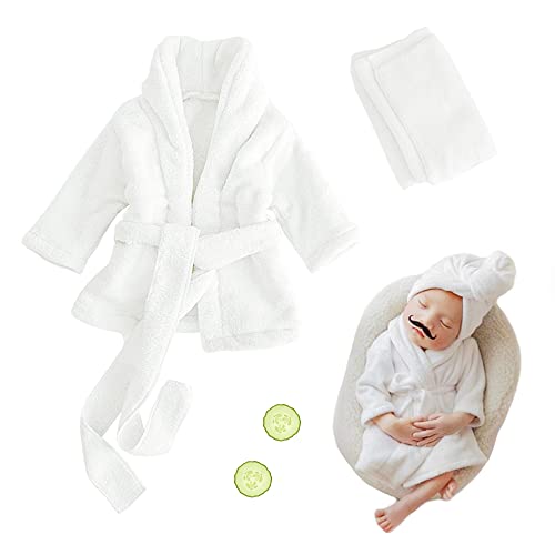 M&G House Newborn Photography Props Bathrobe Outfits Baby Photoshoot Props Baby Robe Girl Baby Photo Prop Outfit Robe Newborn Costume Baby Robes 0-6 Months(White)