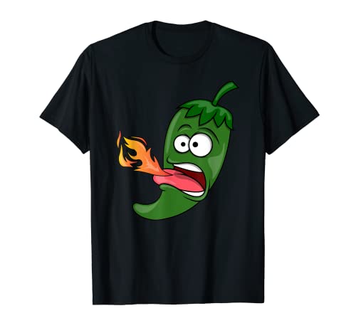 Chili Pepper Breathing Fire T-Shirt | Red Hot Funny Cartoon T-Shirt