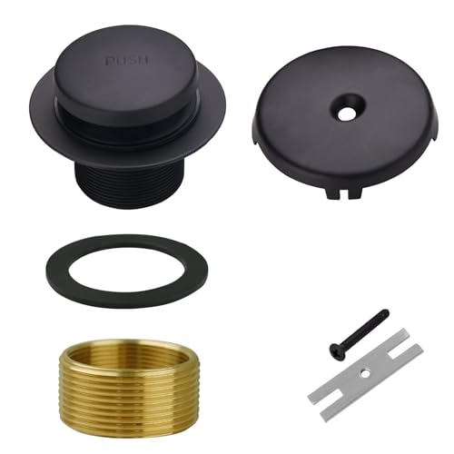 Black Bathtub Drain Tip-Toe Single Hole,Welsan Tub Drain Trim Set Conversion Kit Assembly, Coarse Thread Replacement Trim Kit with 1-Hole Overflow Faceplate Includes an Adapter, Matte Black