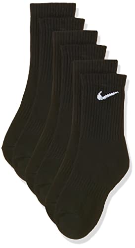 Nike Everyday Cushion Crew Training Socks, Unisex Nike Socks with Sweat-Wicking Technology and Impact Cushioning (3 Pair), Black/White, Large