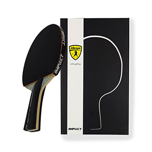 Killerspin Impact D9 PowerGrip Table Tennis Paddles, Table Tennis Racket, Ping Pong Paddle Case, Table Tennis Equipment for Intermediates/Advanced Players, 7-ply Wood