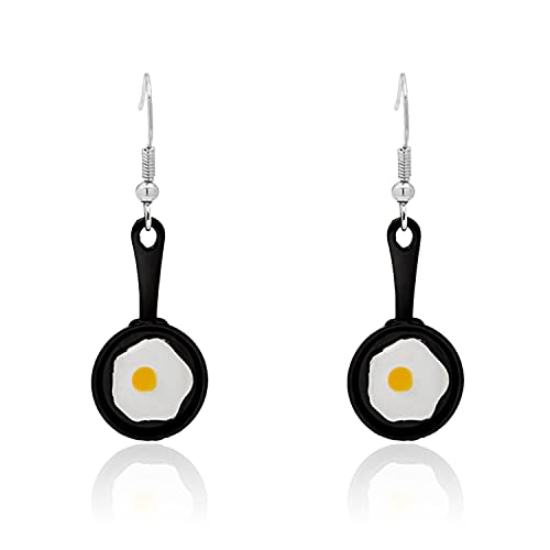 TIANBANGSHI Funny Pan Fried Egg Frying Pan Dangle Drop Earrings Kitchen Tableware Chef Charm Earring for Women Girls Kitchen Cooking Gift (frying pan)