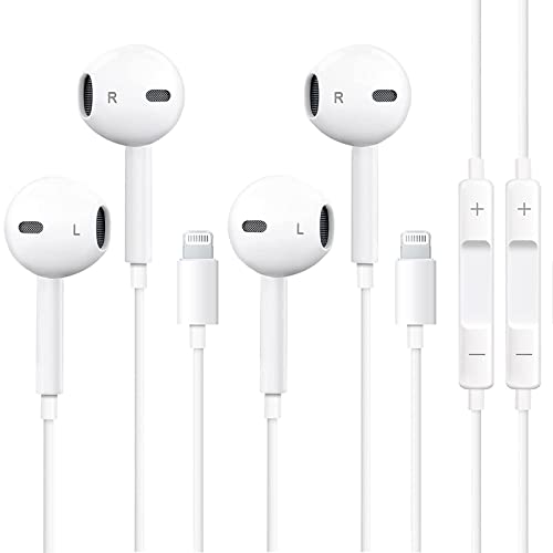 2 Pack Earbuds Wired Headphones, Earphones with Built-in Microphone & Volume Control,Remote Music Control,Phone Calls,Noise Isolating Headsets Compatible with iPhone 14/13/12/11/XR/XS/X/8/7/SE/Pro Max