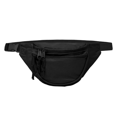 DALIX Fanny Pack w/3 Pockets Traveling Concealment Pouch Airport Money Bag (Black)