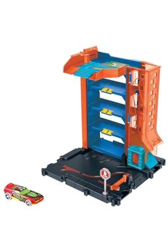 Hot Wheels City Downtown Car Park Playset, With 1 Hot Wheels Car, Connects to Other Tracks & Playsets, For Kids Ages 4 to 8 Years Old
