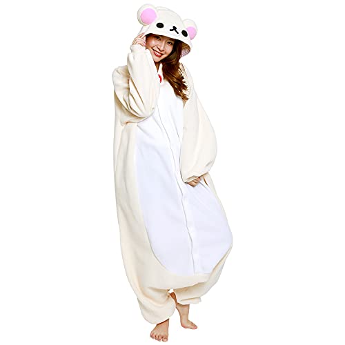 SAZAC San-X Licensed Korilakkuma Kigurumi - Onesie Jumpsuit Halloween Costume (Adults) Off-White