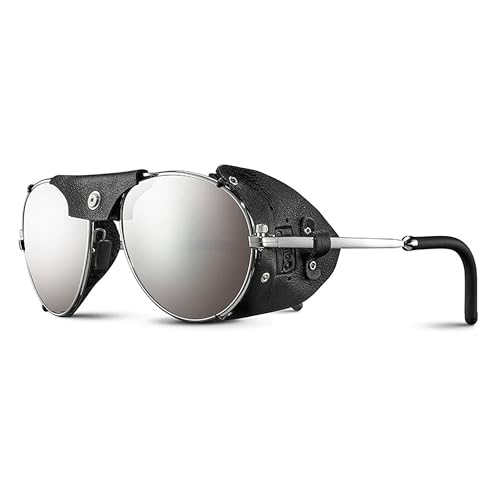 Julbo Cham Glacier Sunglasses, Silver/Black Frame - Spectron 4 Brown Lens w/Silver Mirror