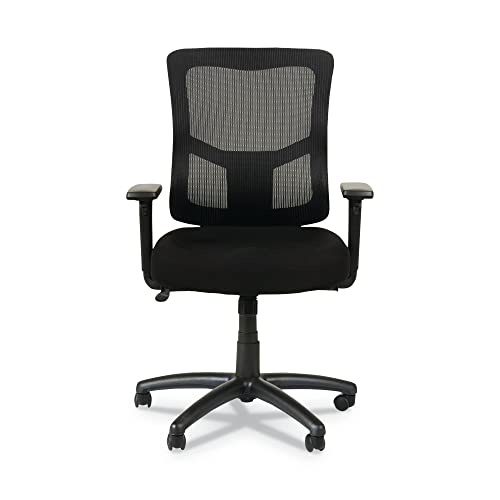 Alera ALEELT4214F Elusion II Series Mid-Back Swivel/Tilt Mesh Chair with Adjustable Arms - Black