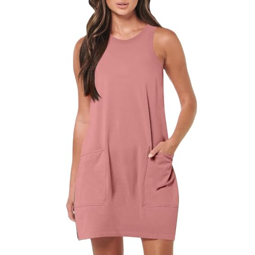 Recent Orders Prime Membership mis pedidos recientes Maternity Dress Maxi Dress Sleeveless Vacation Tank Mother of The Bride Dresses Casual Dresses for Women Mini Dress with Pockets Pink XL