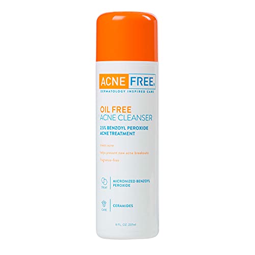 AcneFree Oil-Free Acne Cleanser, Benzoyl Peroxide 2.5% Acne Face Wash with Glycolic Acid to Prevent and Treat Breakouts, 8 Ounce.
