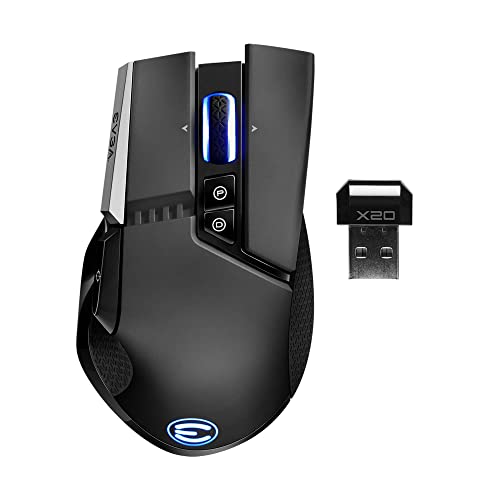 EVGA X20 Wireless Gaming Mouse, Wireless, Black, Customizable, 16,000 DPI, 5 Profiles, 10 Buttons, Ergonomic 903-T1-20BK-KR