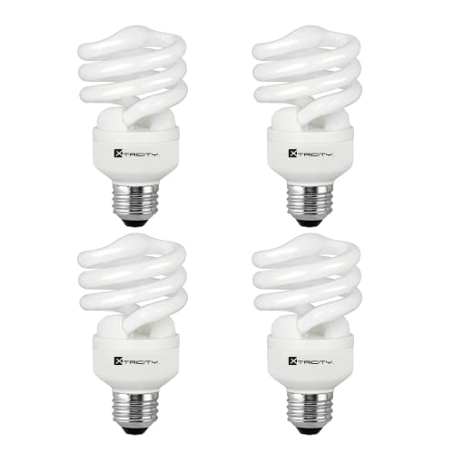 Xtricity Compact Fluorescent Light Bulb T2 Spiral CFL, 4100k Cool White, 13W (60 Watt Equivalent), 900 Lumens, E26 Medium Base, 120V, UL Listed (Pack of 4)