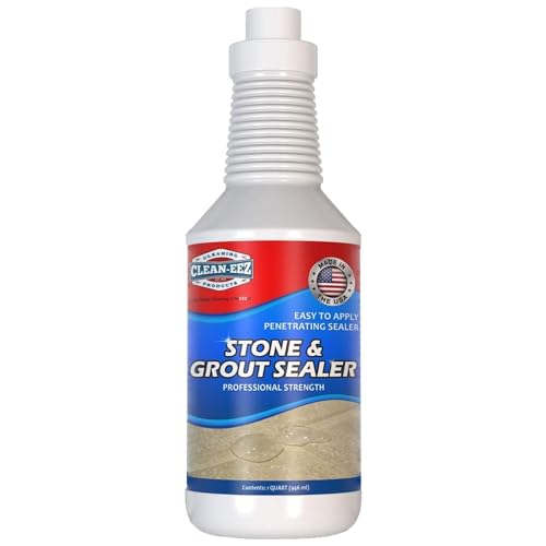Clean-EEZ Grout Sealer - Protect Your Floors and Showers from Stains - Natural Stone Safe - Water and Oil Shield - Large 32 oz Bottle