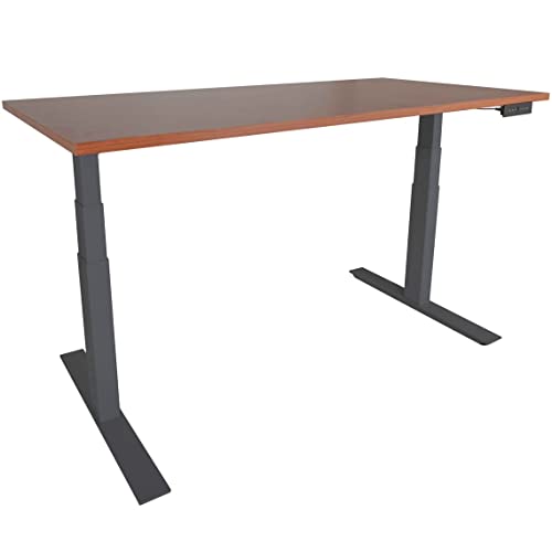 Titan A6 Adjustable Sit/Stand Desk 60'x30' Cherry Wood Finish Black Frame