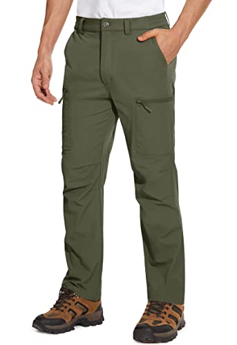 MAGCOMSEN Work Pants for Men Stretch Mens Lightweight Hiking Pants Cargo Pants for Men Camping Pants Fishing Pants for Men Outdoor Pant Kayaking Pants Army Green