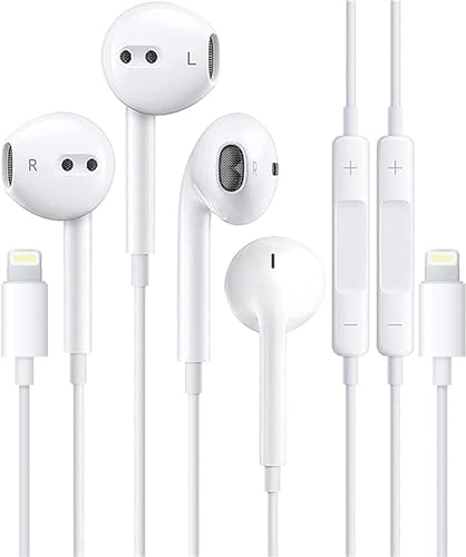 2 Pack-Apple Earbuds for iPhone Headphones Wired Lightning Earphones [Apple MFi Certified] Built-in Microphone & Volume Control Headsets Compatible with iPhone 14/13/12/11/XR/XS/X/8/7/SE/Pro/Pro Max