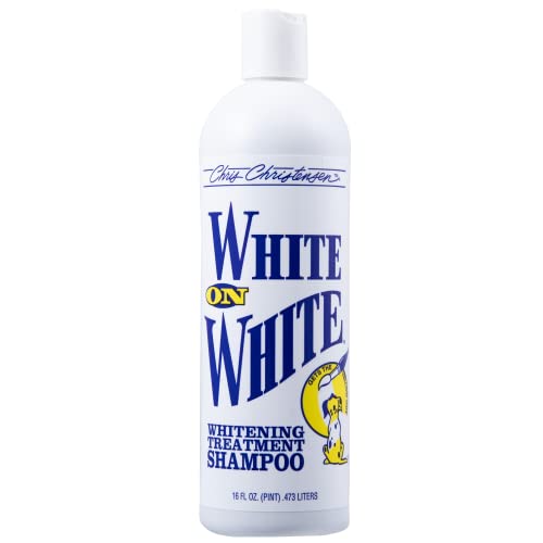 Chris Christensen White on White Whitening Treatment Dog Shampoo, Groom Like a Professional, Brightens White, Safely Removes Yellow & Other Stains, All Coat Types, Made in USA, 16 oz.