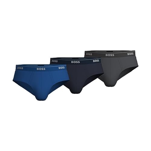 BOSS Men's 3-Pack Cotton Brief, True Blue/Sky captain/Forged Iron, XXL