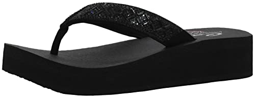 Skechers Cali Women's Vinyasa-Lotus Princess Flip-Flop,Black/Black,8 M US