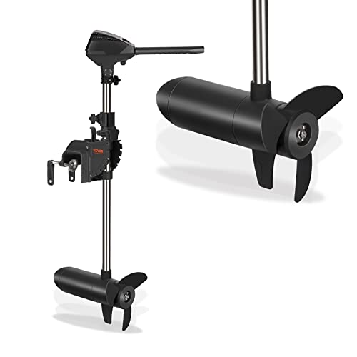 VEVOR Electric Trolling Motor 55lb Thrust Transom Mounted 24-Volt Boat Motor Variable Speed 10 LED Indicator for Kayak, Small Fishing Boats (30' Shaft)