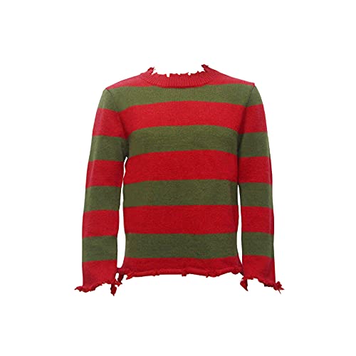 Men's Freddy Sweater Halloween Knit Striped Pullover Cosplay Costume (Red, L-XL)