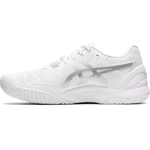 ASICS Women's Gel-Resolution 8 Tennis Shoes, 10, White/Pure Silver