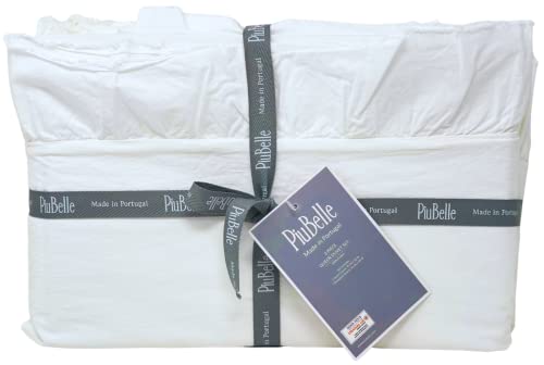 Piubelle Piu Belle Portugal Luxury Queen Size 3 Piece White Double Ruffle Duvet Cover Set Premium Quality 100% Cotton Shabby Chic Style