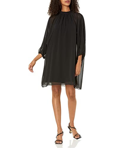 Trina Turk Women's Mock Neck Overlay Dress, Black, Small
