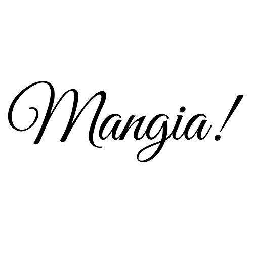 VWAQ Mangia Wall Decal - Eat Kitchen Sticker - Italian Quotes Decor (7.5'H X 22'W, Matte Black)