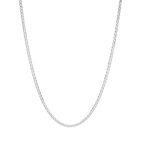 NYC Sterling Silver Chain Link Necklace – 2mm Premium 925 Sterling Silver Necklace for Women and Men – Dainty Flat Mariner Silver Chain Necklace – Ideal for Birthday, Valentine’s Day, Anniversary