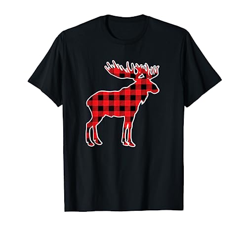 Moose Red Buffalo Plaid Matching Pajama Family Gift T-Shirt