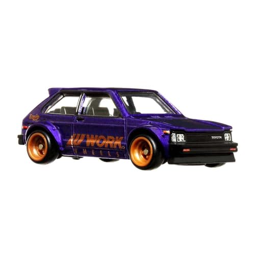 Hot Wheels Car Culture Circuit Legends Vehicles for 3 Kids Years Old & Up, 81 Toyota Starlet Kp61, Premium Collection of Car Culture 1:64 Scale Vehicles