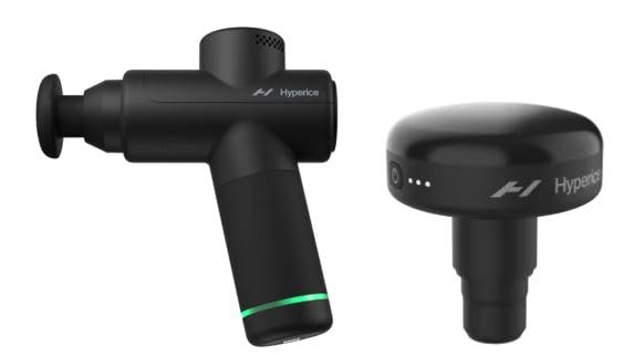 Hypervolt Go 2 - Featuring Quiet Glide Technology - Handheld Percussion Massage Gun | 3 Speeds, 2 Interchangeable Heads and Hypervolt Heated Head Attachment – Compatible with All Hypervolt Models
