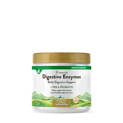 NaturVet – Digestive Enzymes for Dogs - Plus Probiotics & Prebiotics | Helps Support Diet Change & A Healthy Digestive Tract | for Dogs & Cats | 8 oz Powder