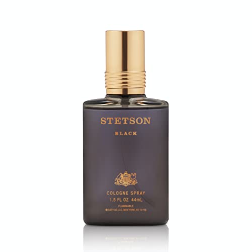 Stetson Black - Cologne for Men - Woody, Dark and Spicy Scent with Fragrance Notes of Sandalwood, Spices, and Suede - 1.5 Fl Oz