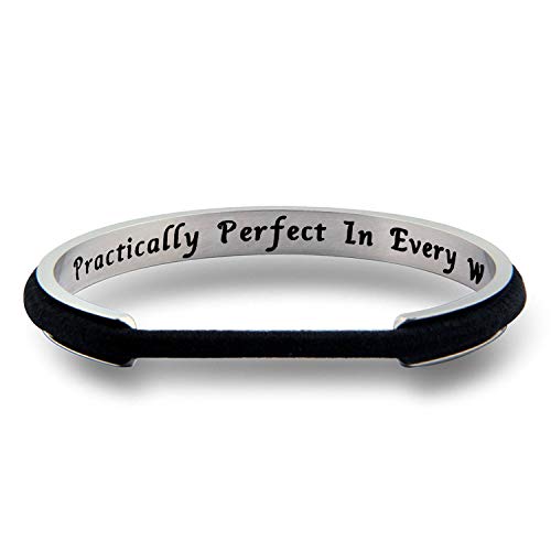 WUSUANED Mary Poppins Quote Practically Perfect in Every Way Hair Tie Grooved Cuff Bangle Bracelet Mother Daughter Friendship Gift (practically perfect in every way silver)