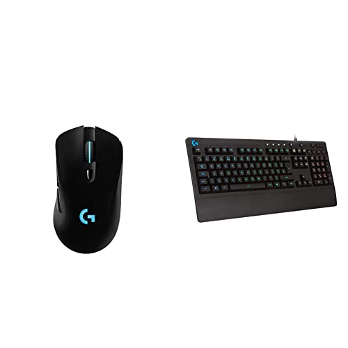 Logitech G703 Lightspeed Wireless Gaming Mouse - Black & 13 Prodigy Gaming Keyboard, LIGHTSYNC RGB Backlit Keys, Spill-Resistant, Customizable Keys, Dedicated Multi-Media Keys – Black