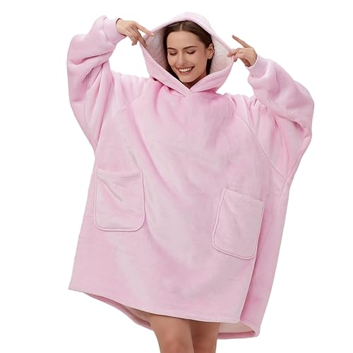 DaysU Wearable Blanket Hoodie Adult, Oversized Sherpa Sweatshirt Snuggie for Women and Men, Two Pockets Hoodie Blanket