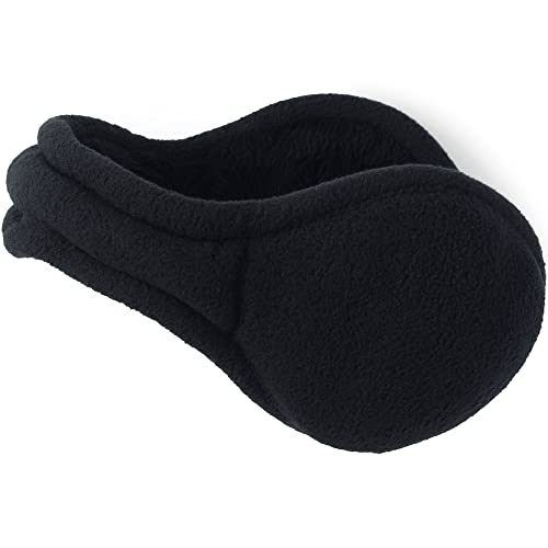 Lands' End Womens Adjustable Fleece Earmuffs Black Regular No Sz
